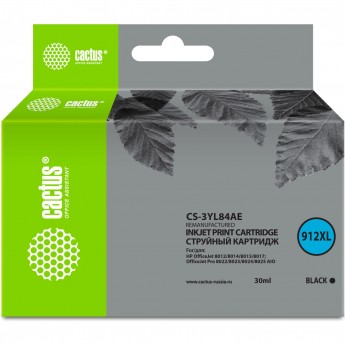 Струйный картридж CACTUS CS-3YL84AE (912XL) для HP OfficeJet 8012, 8014, 8015, 8017; OfficeJet Pro 8022, 8023, 8024, 8025 AIO, черный, 30 мл