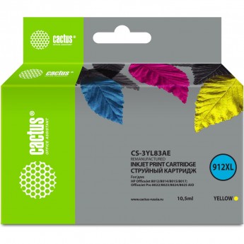Струйный картридж CACTUS CS-3YL83AE (912XL) для HP OfficeJet 8012, 8014, 8015, 8017; OfficeJet Pro 8022, 8023, 8024, 8025 AIO, желтый, 10.5 мл