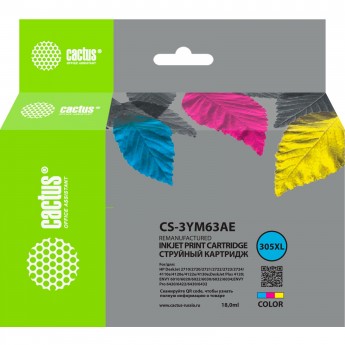 Струйный картридж Cactus CS-3YM63AE (HP 305XL) для HP DeskJet 2320, 2710, 2720, 4120, многоцветный, 18 мл
