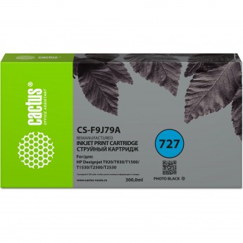 Струйный картридж CACTUS CS-F9J79A (HP 727) для HP DJ T920, T930, T1500, T1530, T2500, T2530, для фото-печати, черный, 300 мл Струйный картридж CACTUS CS-F9J79A (HP 727) для HP DJ T920, T930, T1500, T1530, T2500, T2530, для фото-печати, черный, 300 мл