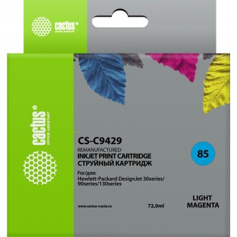 Струйный картридж CACTUS CS-C9429 (HP 85) для HP DesignJet 30, 30gp, 30n, 90, 90gp, 90r, 130, 130de, 130gp, 130nr, 130r, светло-пурпурный, 72 мл