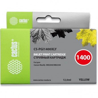 Струйный картридж CACTUS CS-PGI1400XLY (PGI-1400XL Y) для Canon MAXIFY MB2040, MB2140, MB2340, MB2740, желтый, 12 мл