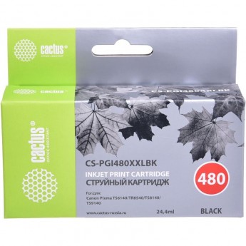 Струйный картридж CACTUS CS-PGI480XXLBK (PGI-480PGBK XXL) для Canon Pixma TR7540, TR8540, TS6140, TS8140, TS9140, TS704, черный, 24,4 мл